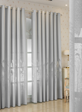 现代轻奢简约防晒半遮光窗纱客厅卧室遮阳灰色纱帘透光不透人新款