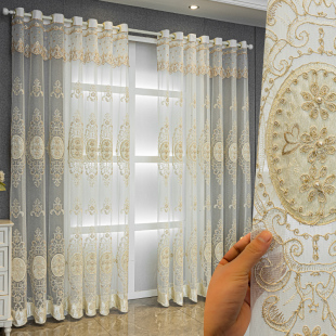 欧式 奢华宫廷刺绣绣花纱帘客厅卧室遮阳隔热窗纱阳台防晒纱帘遮光