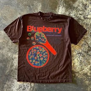 高街男女嘻哈短袖 蓝莓美式 T恤 220G轻薄高织不透 王有病工作室