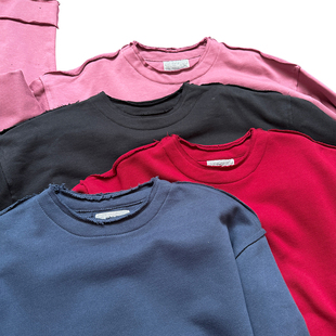 复古慵懒风毛边破坏套头卫衣高级感情侣款 清仓款 OLDSCHOOL美式