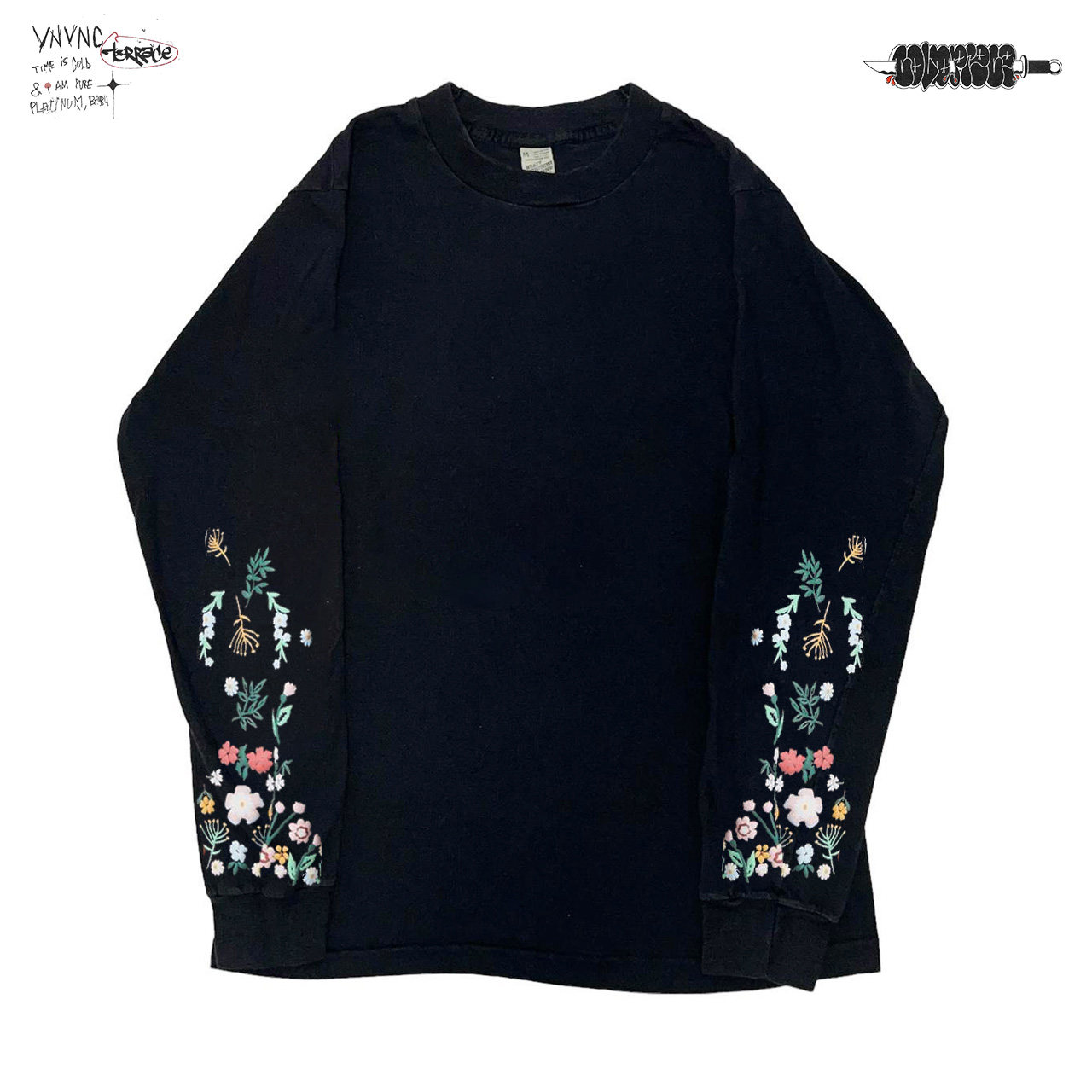 清仓款！重磅卡通美式复古仿刺绣小花高级感袖子长袖T恤内搭外穿,服饰配件/皮带/帽子/围巾,口袋巾,淘宝优惠券,粉丝福利购,淘宝优惠卷