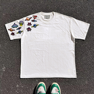 T恤男女情侣 复古慵懒风宇航员拼接短袖 王有病工作室 VINTAGE美式