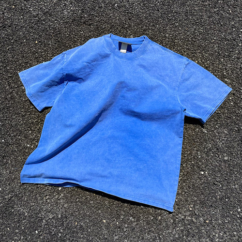 王有病工作室 10年老店！复古做旧彩色水洗款净版短袖T恤桃粉纯色