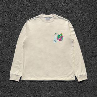 t恤 复古彩色涂鸦运动感宽松休闲学生长袖 王有病工作室 重磅260G