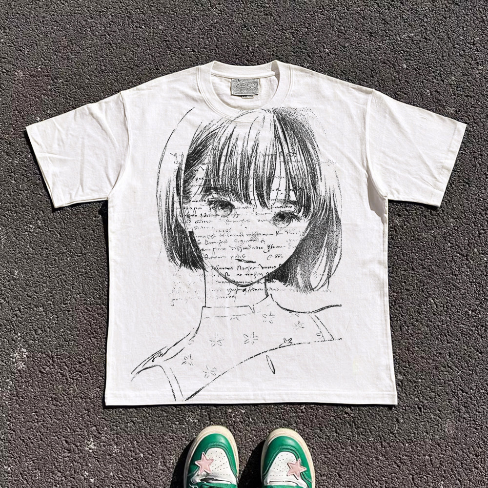 王有病工作室 重磅260G！短发女孩艺术生短袖T恤男女款百搭情侣装