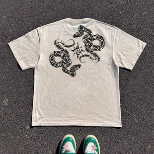 王有病工作室 重磅260G！做旧复古vintage男女款短袖T恤oversize