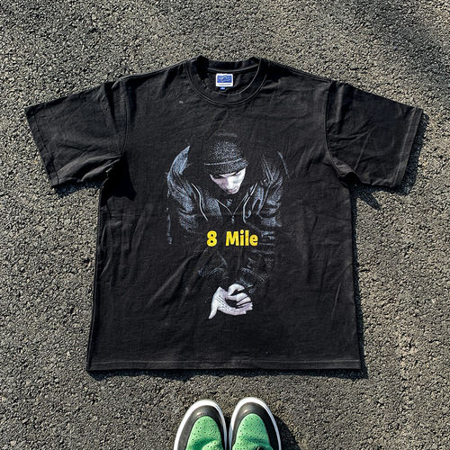 王有病工作室 重磅260G！8 Mile 8英里 电影设计感短袖T恤情侣装