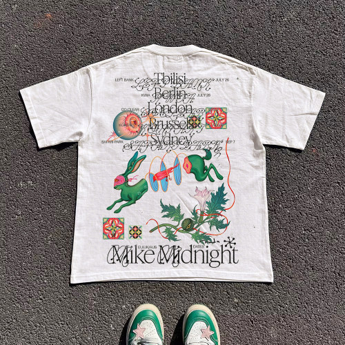 王有病工作室 重磅260G！艺术高级感唤醒短袖T恤学院风男女情侣装