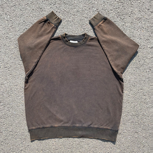 王有病工作室 450克重磅炒盐做旧水洗高级感男女情侣套头卫衣大码