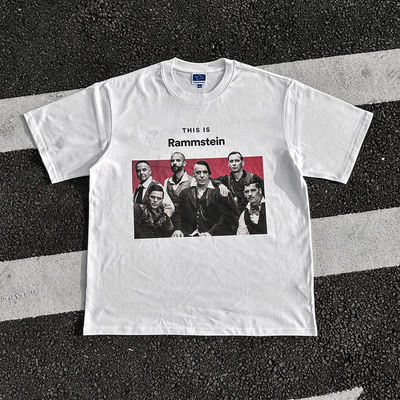 王有病工作室 重磅260G！嘻哈复古RAMMSTEIN宽松短袖t恤男女大码