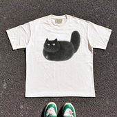 T恤男女情侣装 王有病工作室 萌猫咪小众短袖 透气正肩版 220G