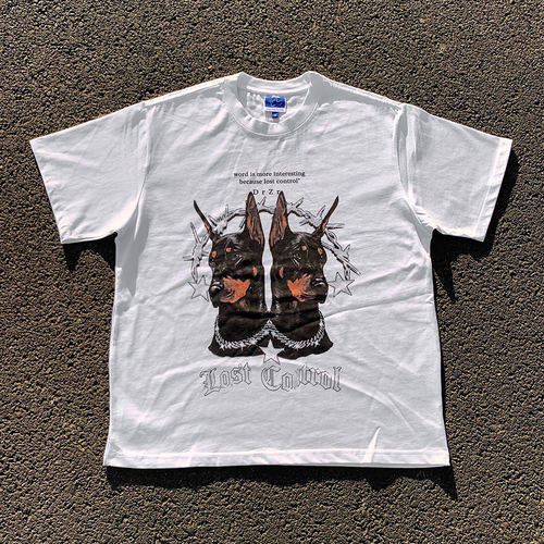 王有病工作室 重磅260G！美式复古杜宾犬T-shirt短袖T恤oversize