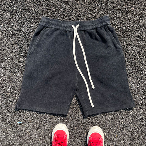 450克做旧抓毛 复古vibe小众oversize高街休闲阔腿短裤五分裤中裤