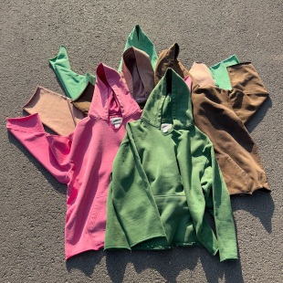 450G重磅清仓 美版版型 美式复古高级感卫衣女宽松慵懒风做旧水洗