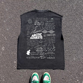 朋克摇滚亚文化Y2K辣妹砍袖 王有病工作室 240G重磅 t恤oversize