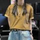 做旧复古短袖 王有病工作室 180G透气男女情侣装 T恤大地黄色上衣