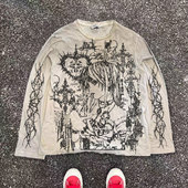 王有病工作室 180G脏脏长袖 T恤亚文化虚拟美学丧系大动漫暗黑风