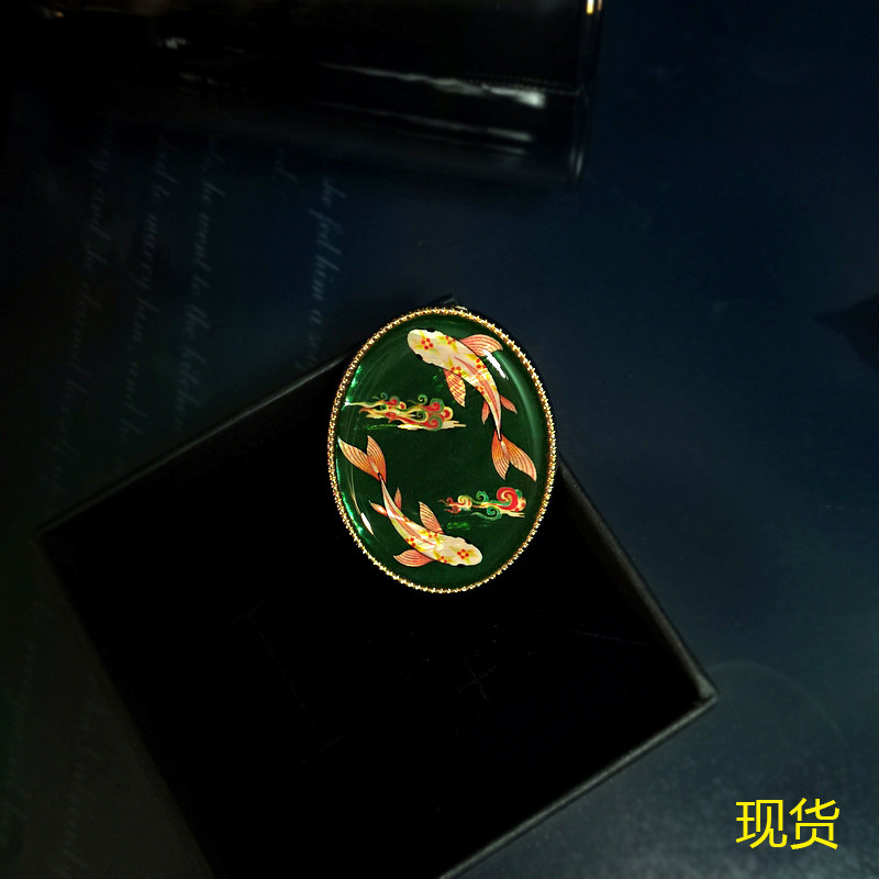可定做螺钿胸针图案 天然贝壳锦鲤胸针 韩国精致简约别针领扣
