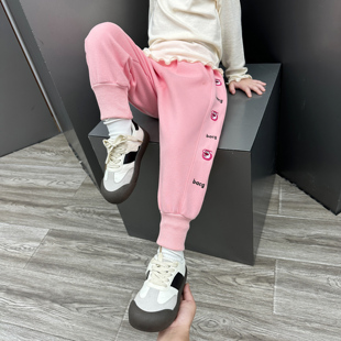 女孩运动裤 女童加绒裤 一体绒卫裤 儿童秋冬季 子2025新款