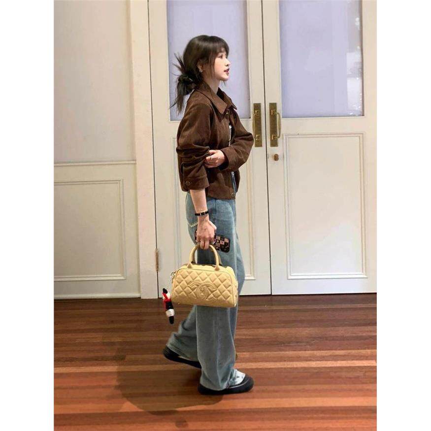 美拉德麂皮绒外套女短款