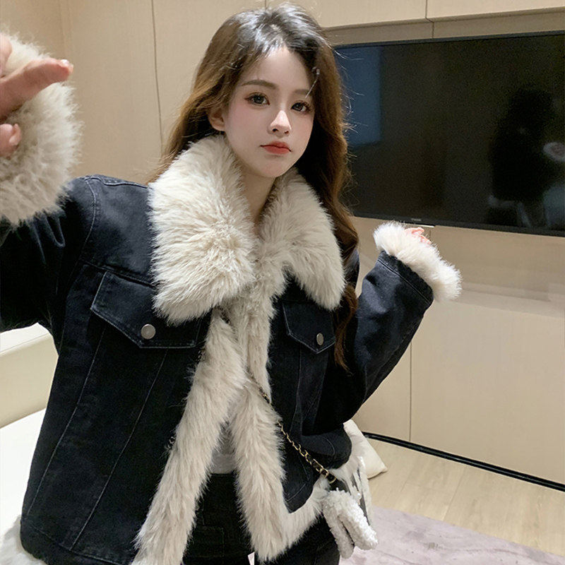 牛仔外套女款秋冬加厚短
