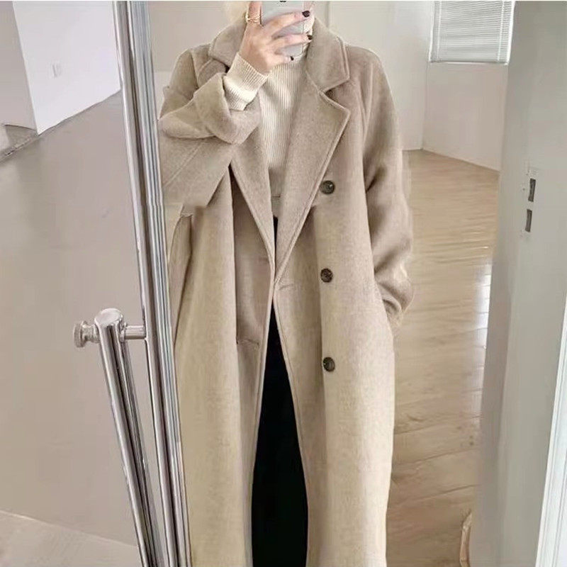 黑色羊毛呢外套女秋冬季
