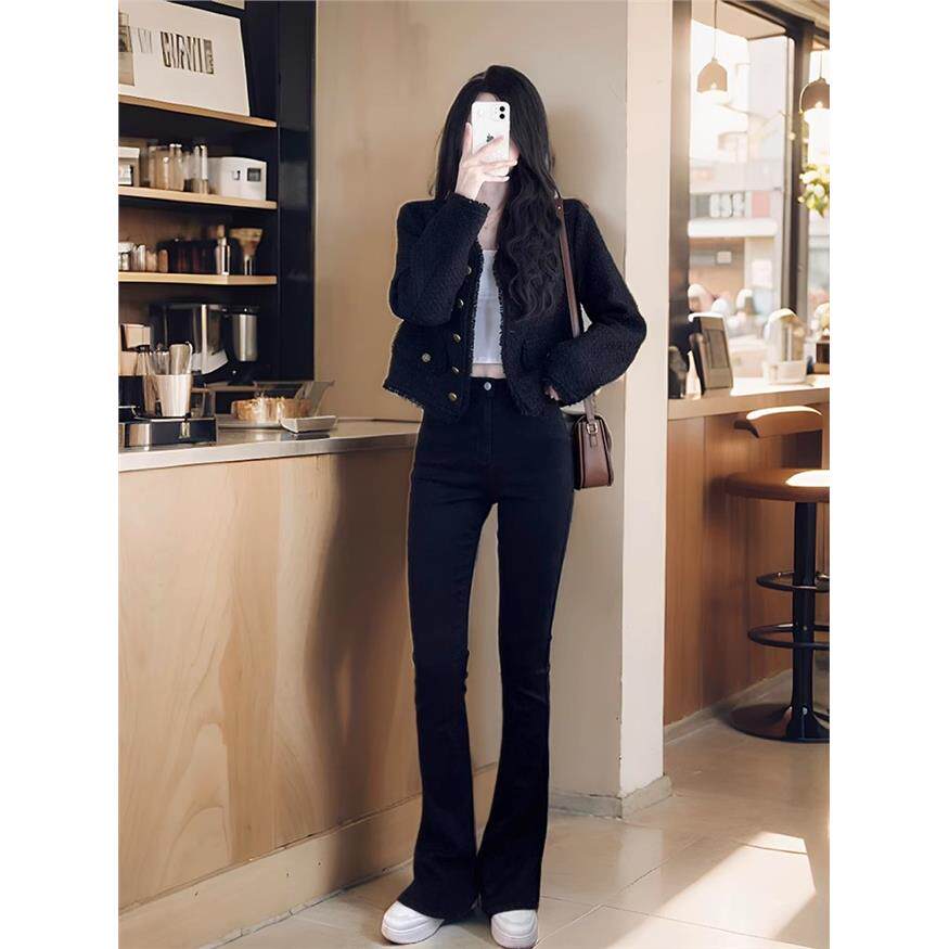 黑色法式小香风短外套女