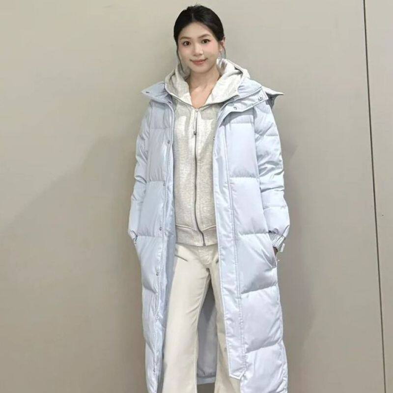蓝色长款服女款冬季棉袄