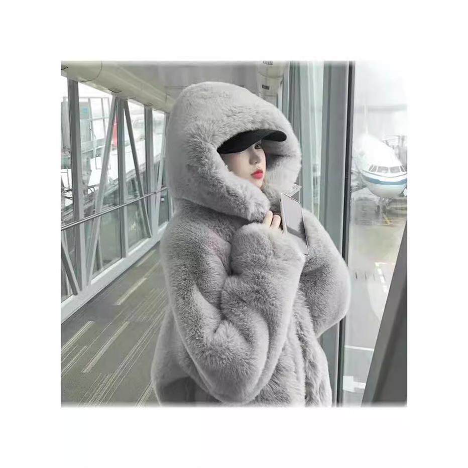 仿獭兔毛皮草外套女冬季