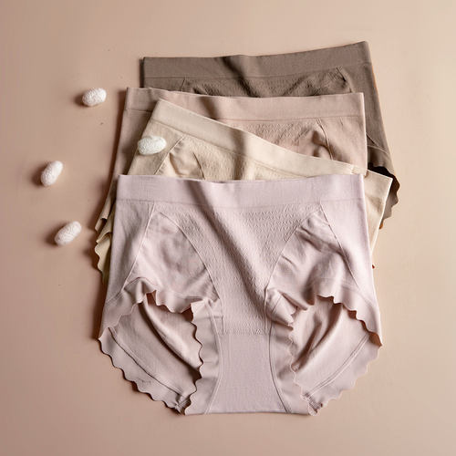 内裤女蚕丝7A无痕中腰胖m