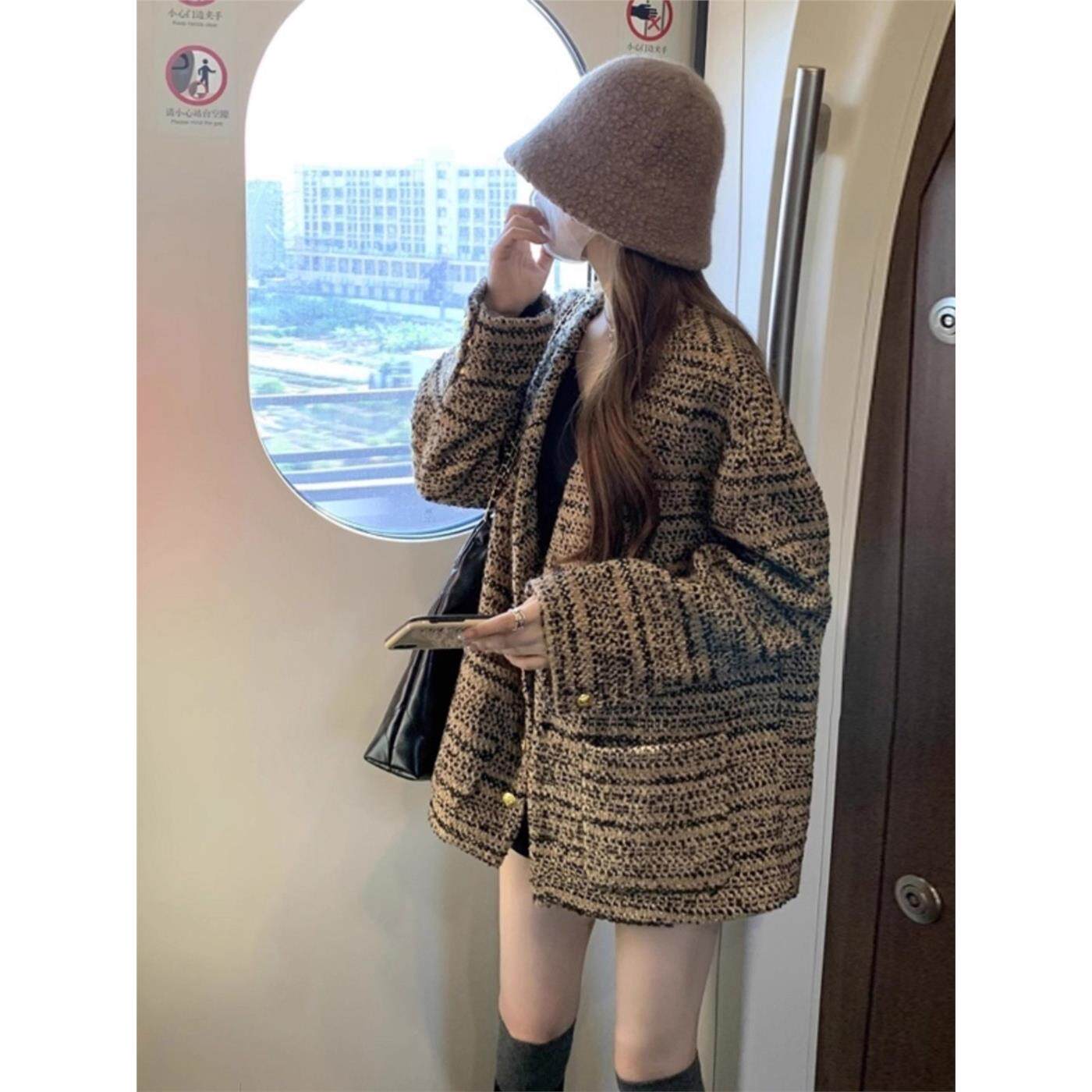 小香风毛呢西装外套女秋