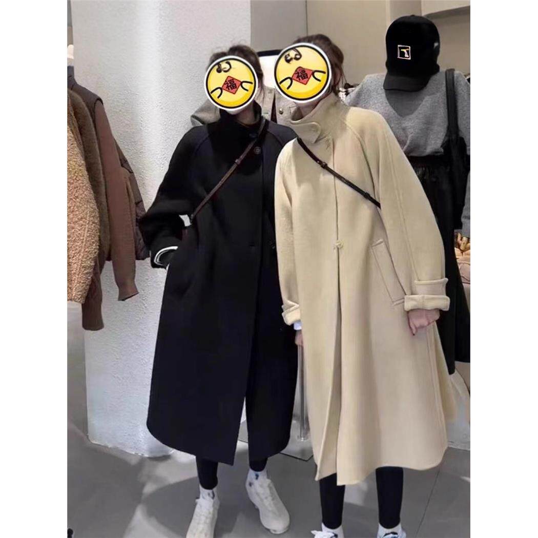 网红双面羊毛大衣长款韩