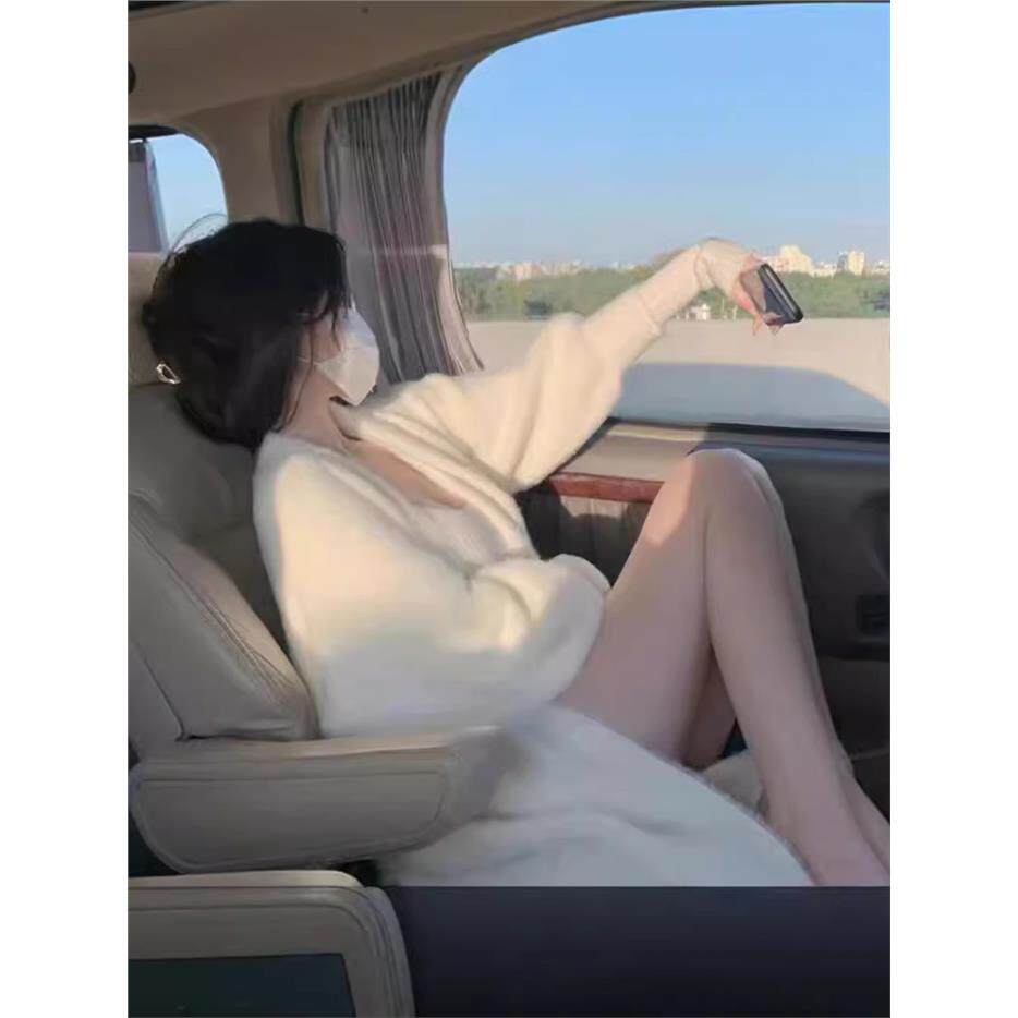慵懒风中长款过膝仿水貂绒毛衣外套女秋冬宽松针织开衫大衣