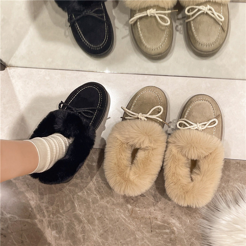 冬季蝴蝶结低帮雪地靴女