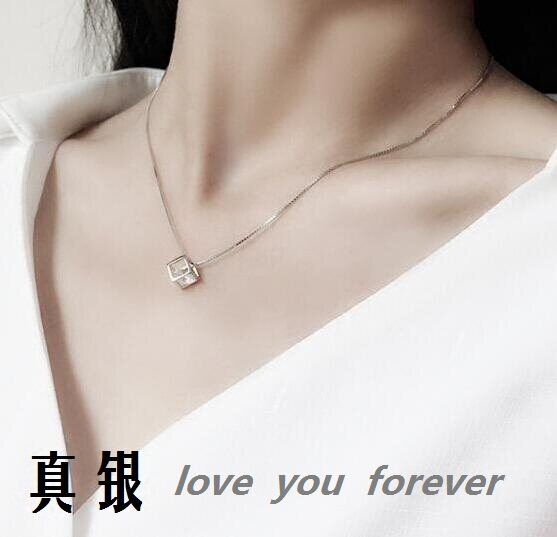 s925银项链女清新纯银锁骨链项链