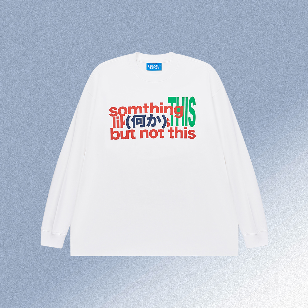 SOMETHING by COC CUBE撞色文字分割印花长袖TEE