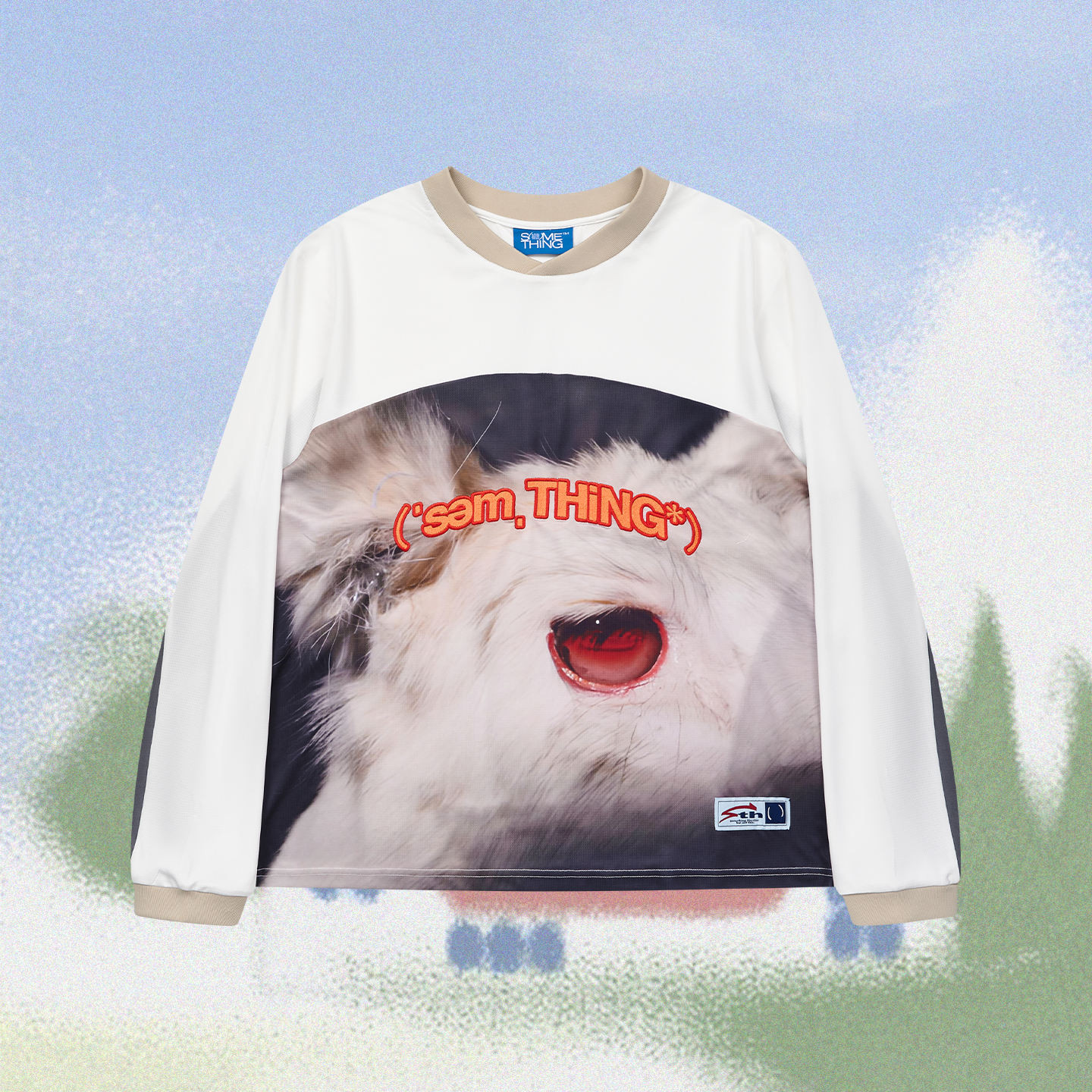 SOMETHING复古印花透气运动服