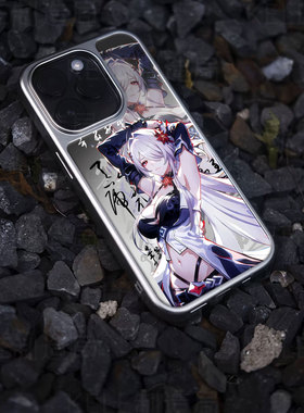 白发红瞳电镀玻璃黑框磨砂手机壳适用苹果iphone17promax华为华为PURA70ULTRAVIVOX200PROMINI华为MATE50PRO