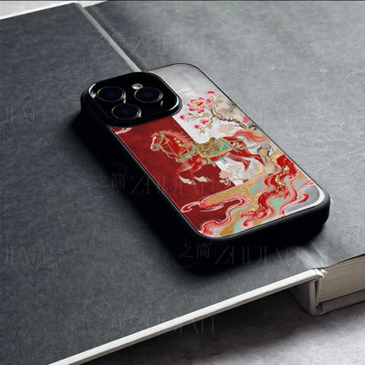 苹果17promax马年花开玻璃手机壳马年新年祝福有钱适用苹果华为荣耀300至尊NOVA13PRO荣耀MAGIC8PROVIVOX300P