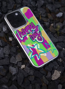 快乐一天电镀玻璃黑框磨砂手机壳适用苹果iphone17promax华为华为MATE60PROPLUS华为P60PRO华为PURA70PROPLUS