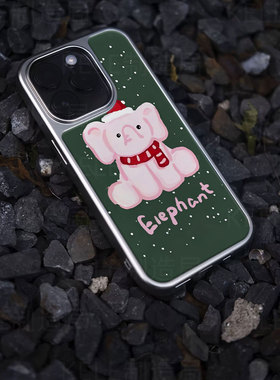 粉象圣诞电镀玻璃黑框磨砂手机壳适用苹果iphone17promax华为小米14PROVIVOX200PROMINI小米15ULTRAOPPORENO1