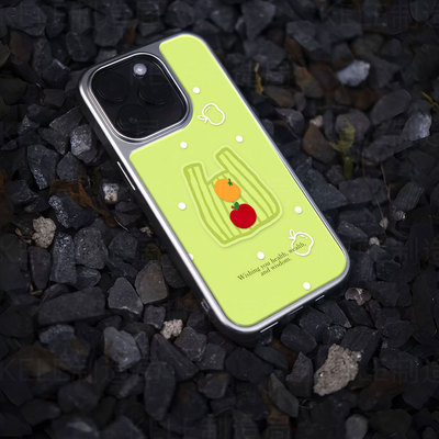 水果袋子电镀玻璃黑框磨砂手机壳适用苹果iphone17promax华为OPPOFINDX8PRO华为MATE70PROPLUSVIVOX200PROMIN