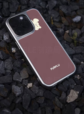 紫色兔子电镀玻璃黑框磨砂手机壳适用苹果iphone17promax华为小米14PROVIVOX200PROMINI华为PURA70ULTRA华为P