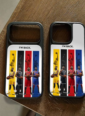 公牛四球员手机壳大孔电镀黑框碳纤维二合一玻璃适用苹果17promax华为小米14PROPURA80PROPLUSMATE50PROPURA7