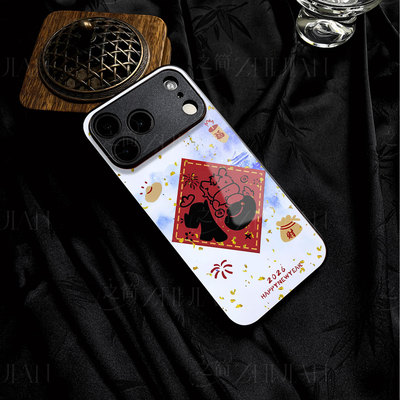 苹果17promax马年福马玻璃手机壳马年新年祝福有钱适用苹果华为荣耀300至尊VIVOY300TOPPOA6PRO真我GT7