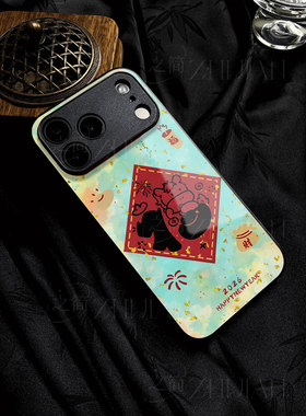 苹果17promax马年福马玻璃手机壳马年新年祝福有钱适用苹果华为P70ULTRAMATE70PRO+红米K90PROMAXIQOO13