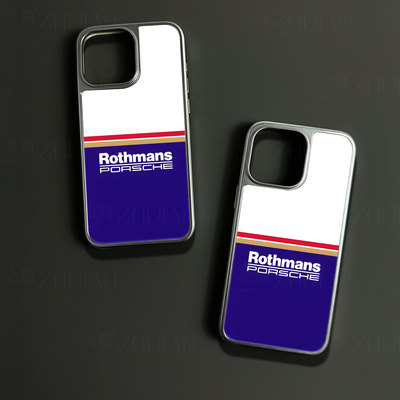 保时捷Rothmans手机壳大孔电镀黑框碳纤维二合一玻璃适用苹果17promax华为PURA70PROPLUSMATE70PROPLUS小米15