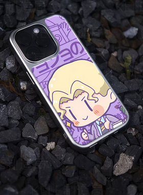 Q版JOJO电镀玻璃黑框磨砂手机壳适用苹果iphone17promax华为OPPOFINDX8PROVIVOIQOO12PRO小米15PRO华为PURA70