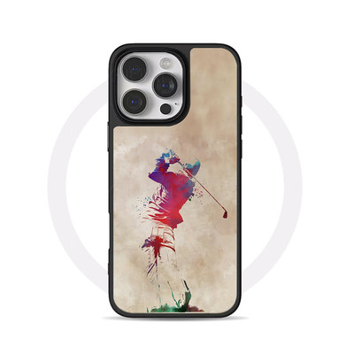 高尔夫挥杆画大孔黑框玻璃磨砂磁吸碳纤纹手机壳适用苹果iphone17promax华为P80PROMATE50PRO小米15PROMATE70