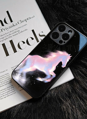 苹果17promax星夜幻马玻璃手机壳马年新年祝福有钱适用苹果华为红米K80PRONOVA15proVIVOX200PROMINI一加ACE5